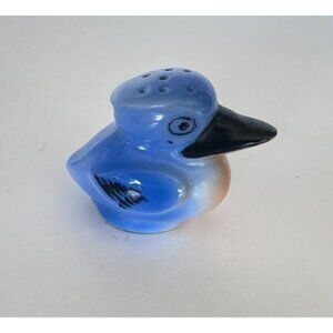 Kookaburra Blue Single Salt Shaker Vintage Japan 1 3/4” Wood Cork
